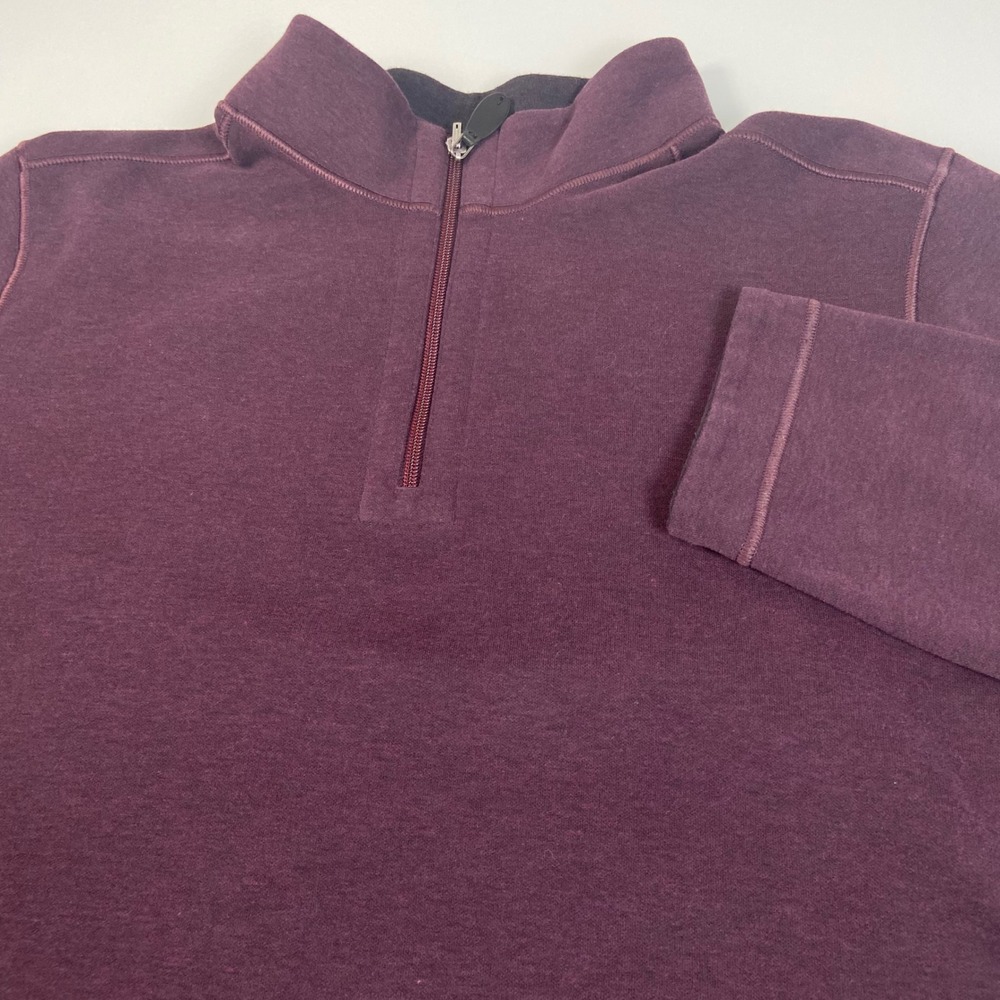 Johnston & Murphy Mens XL Purple Reversible Quarter‎ Zip Pullover Excellent Soft